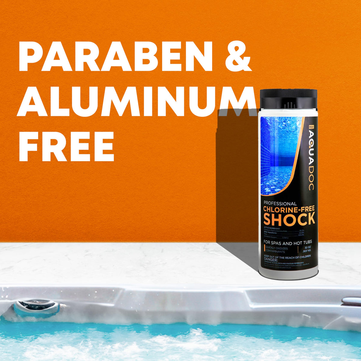AquaDoc Hot Tub Shock with bromine/chlorine-boosting visuals
