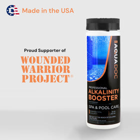 AquaDoc hot tub water application scene showing balanced water