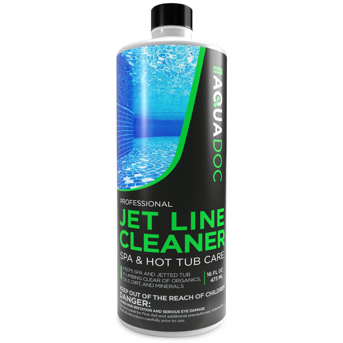 MAV AquaDoc Jet Line Cleaner bottle front for fast jet line cleaning