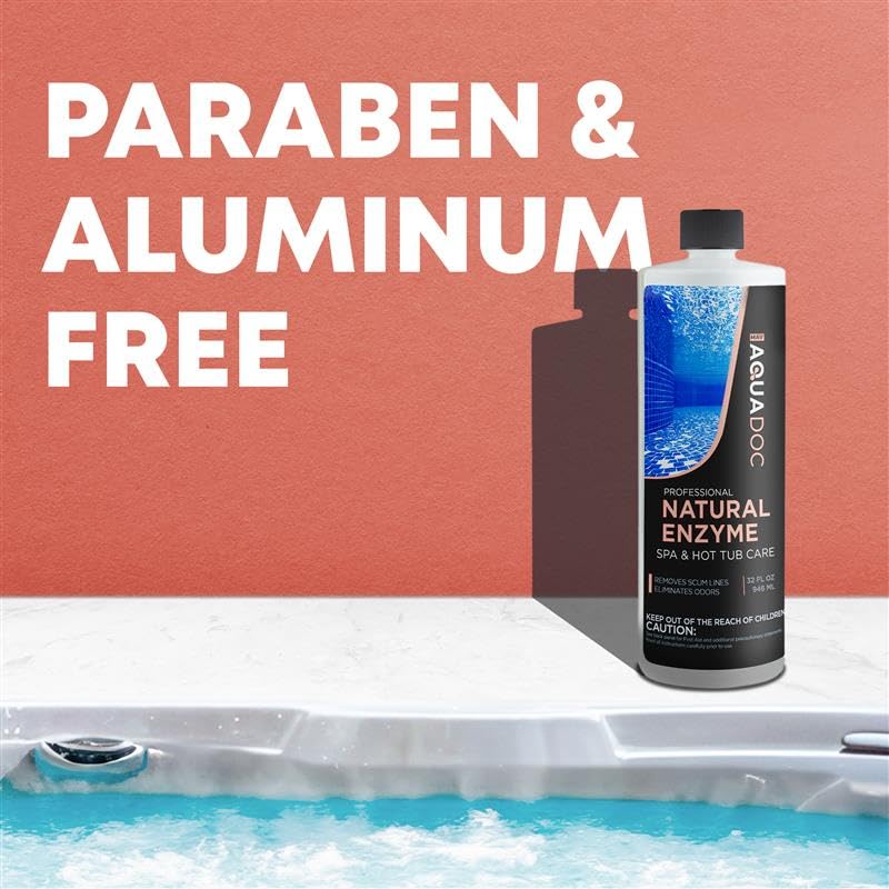 MAV AquaDoc natural enzyme cleaner promises gentle, effective spa water treatment.