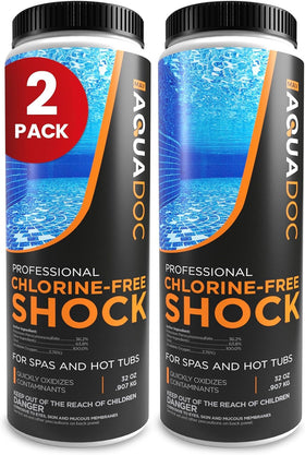 MAV AquaDoc non-chlorine hot tub shock bottle pour enhances spa clarity after use