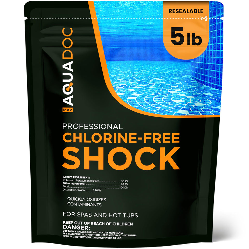MAV AquaDoc non-chlorine hot tub shock bottle for quick oxidation during circulation