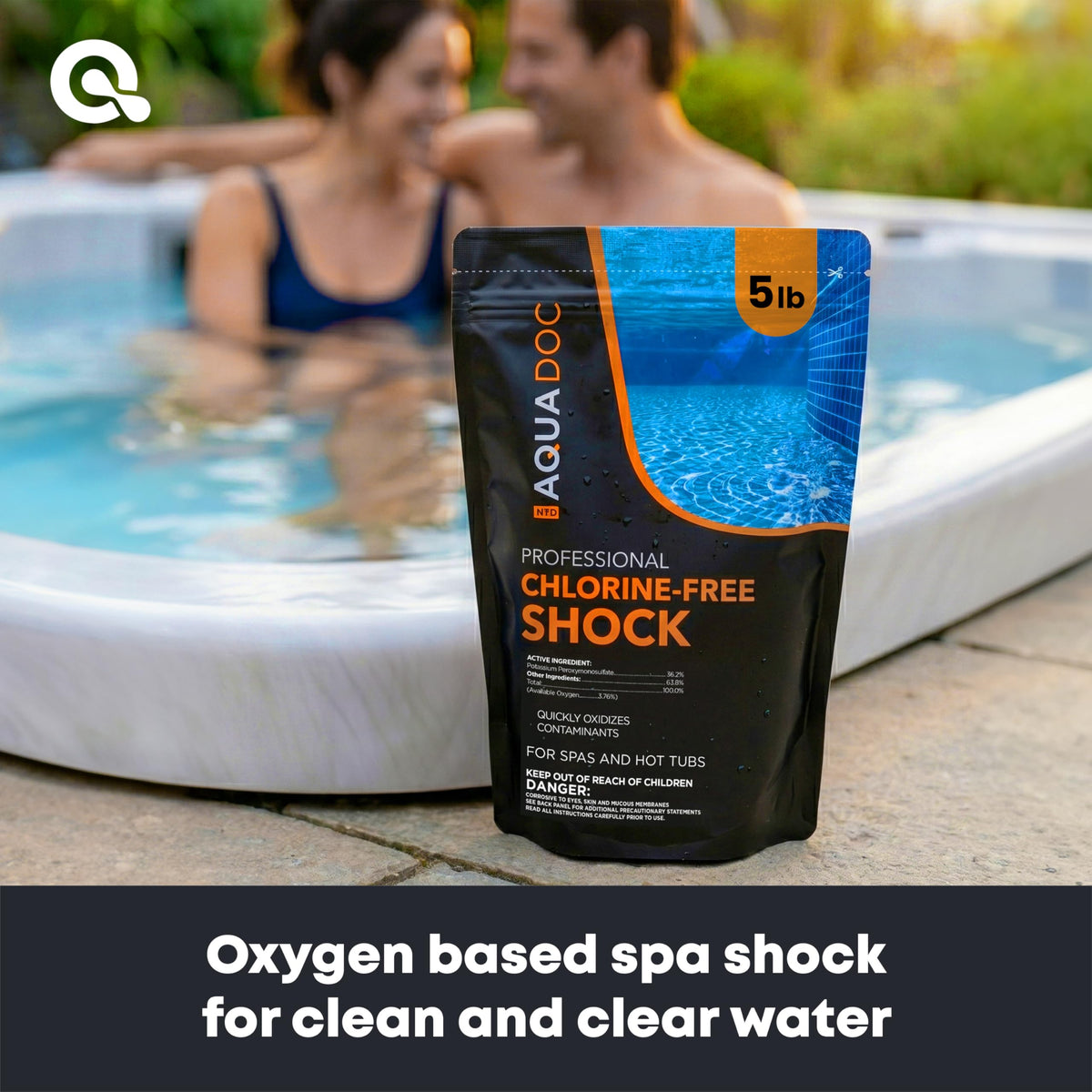 MAV AquaDoc non-chlorine hot tub shock dissolving action in water