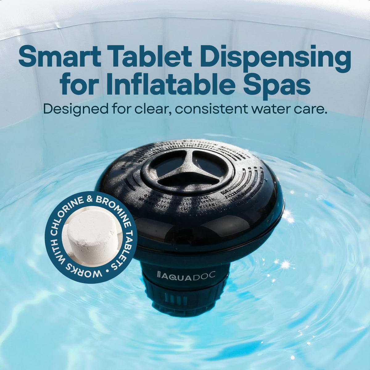 MAV AquaDoc one-point-five-inch tablet floater with twist-lock for secure tablet placement.