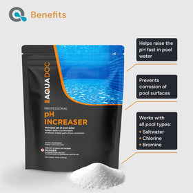 Pouring MAV AquaDoc pH Up into the pool to raise pH level.