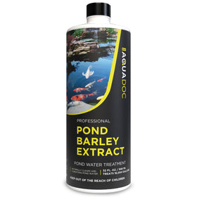 AquaDoc Pond Barley Extract bottle improves pond water clarity for koi ponds.