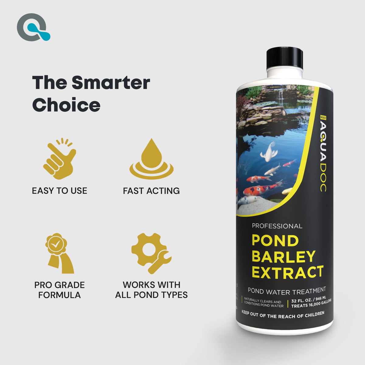 AquaDoc barley extract near a garden pond for routine maintenance.
