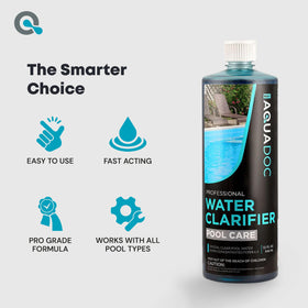 AquaDoc pool clarifier dispensing edge supports accurate dose every treatment