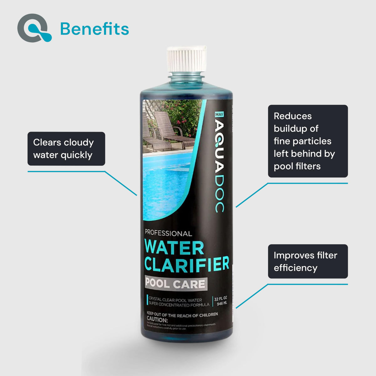 AquaDoc pool clarifier measure demonstrates precise dose for consistent maintenance