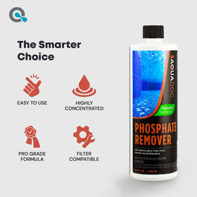 Close-up of MAV AquaDoc label highlighting phosphate removal benefits.