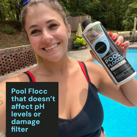 MAV AquaDoc pool flocculant action clarifies cloudy water.
