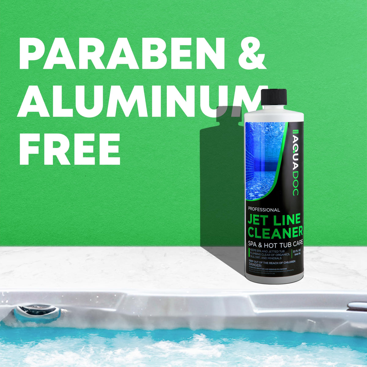 Professional-grade MAV AquaDoc tub cleaner for jet-line hygiene