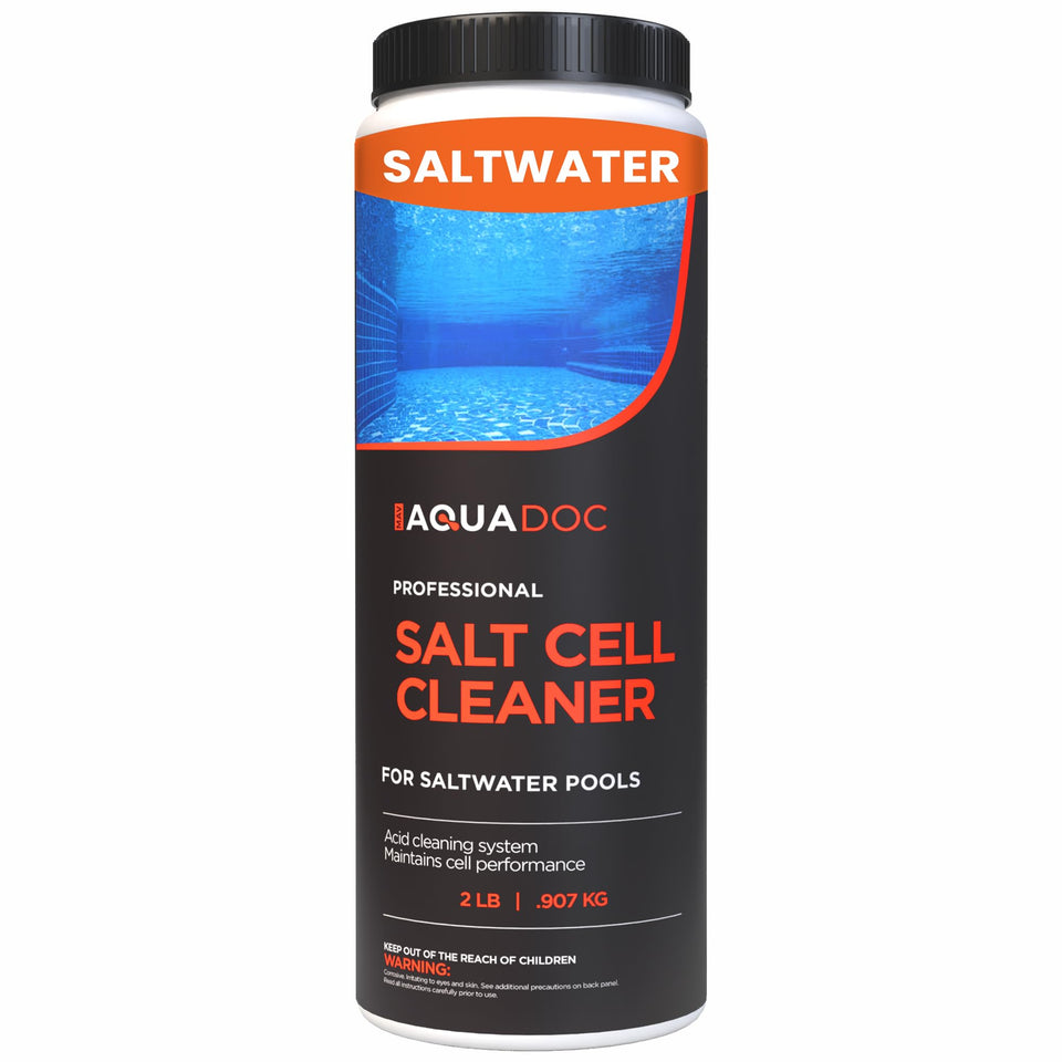 MAV AquaDoc Salt Cell Cleaner bottle supports simple pool maintenance.