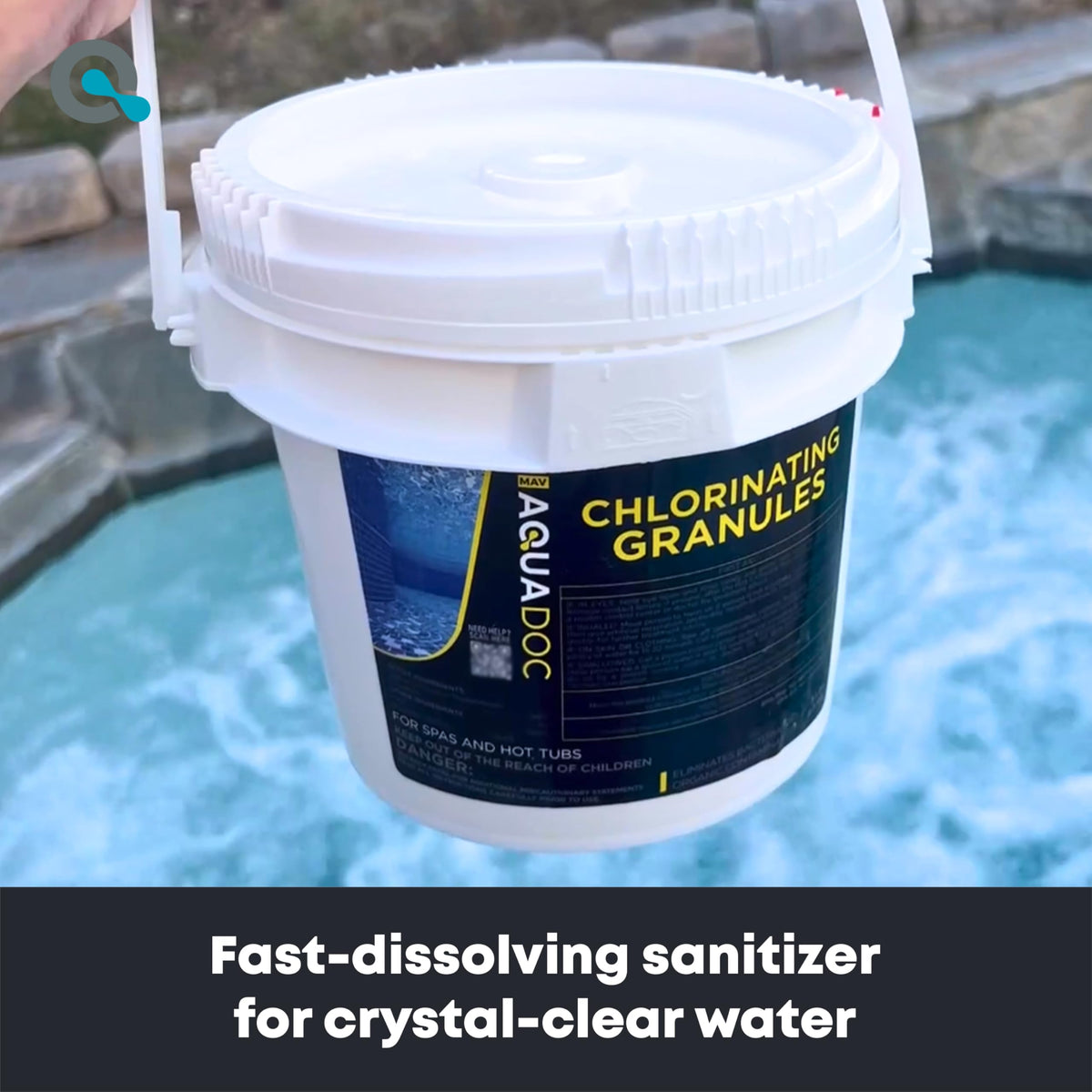 MAV AquaDoc spa chlorine granules pour action assists easy dosing for consistent sanitization.
