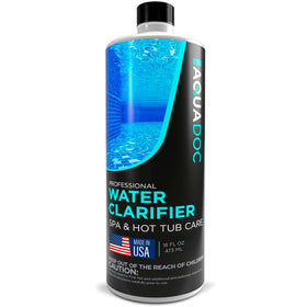 MAV AquaDoc spa clarifier bottle pouring to start treatment