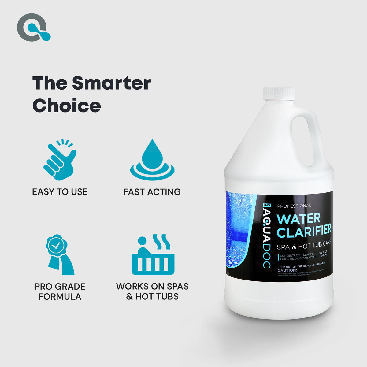 Clear spa water after MAV AquaDoc treatment shows improved clarity.