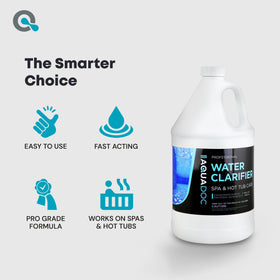 Clear spa water after MAV AquaDoc treatment shows improved clarity.