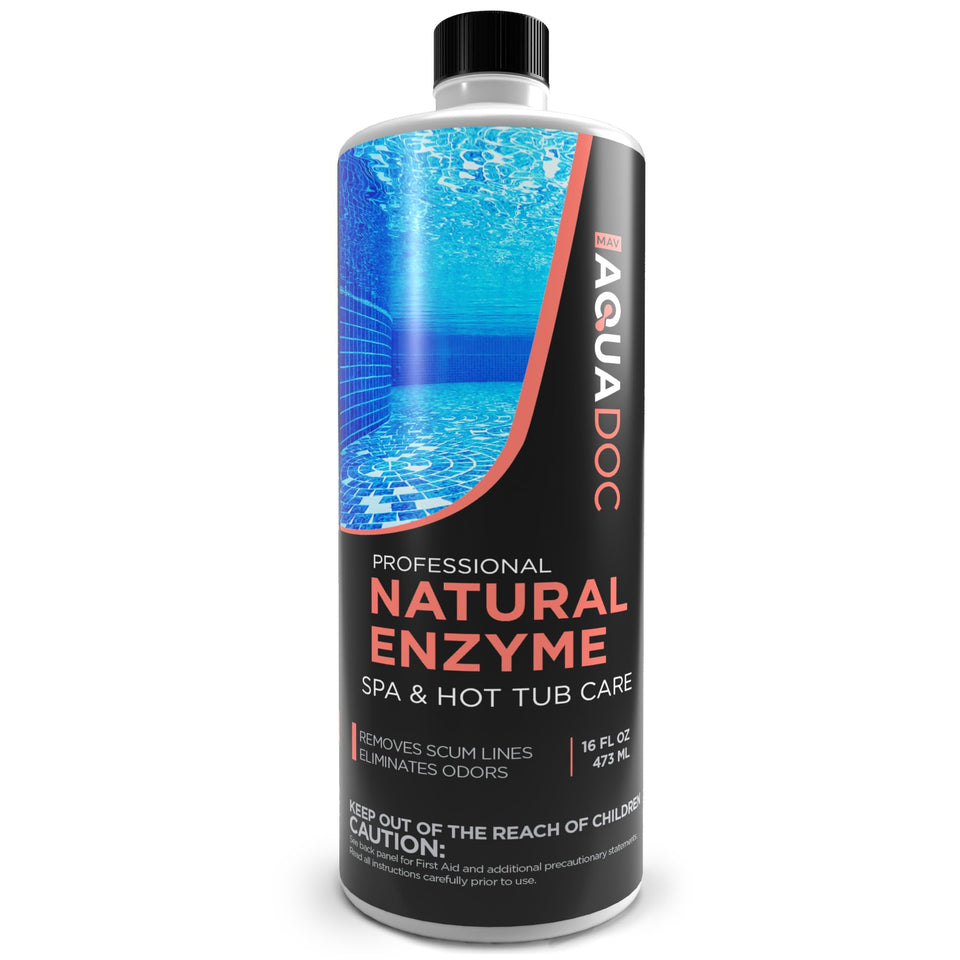 MAV AquaDoc Spa Enzyme 16oz bottle on white background for spa clarity