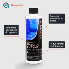 Clear spa water shown after using MAV AquaDoc Spa Enzyme Treatment