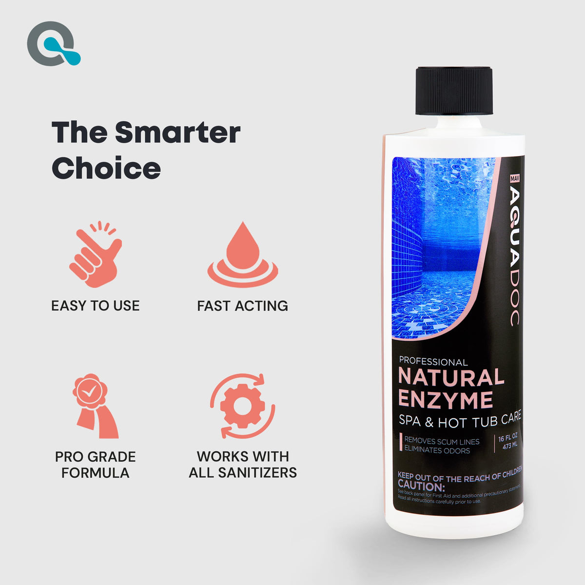 MAV AquaDoc Spa Enzyme Treatment reduces odors in clear hot tub water