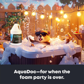 AquaDoc spa foam elimination action showing rapid foam reduction