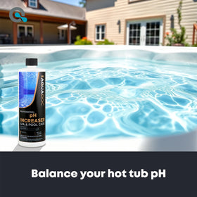 MAV AquaDoc Spa pH Up bottle being poured for pH control