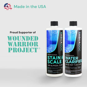 MAV AquaDoc spa care process shows clearer water and surface protection