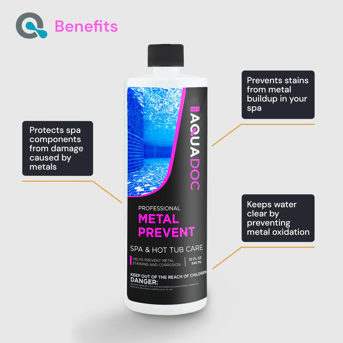 MAV AquaDoc 32oz bottle with label visible for easy dosing.