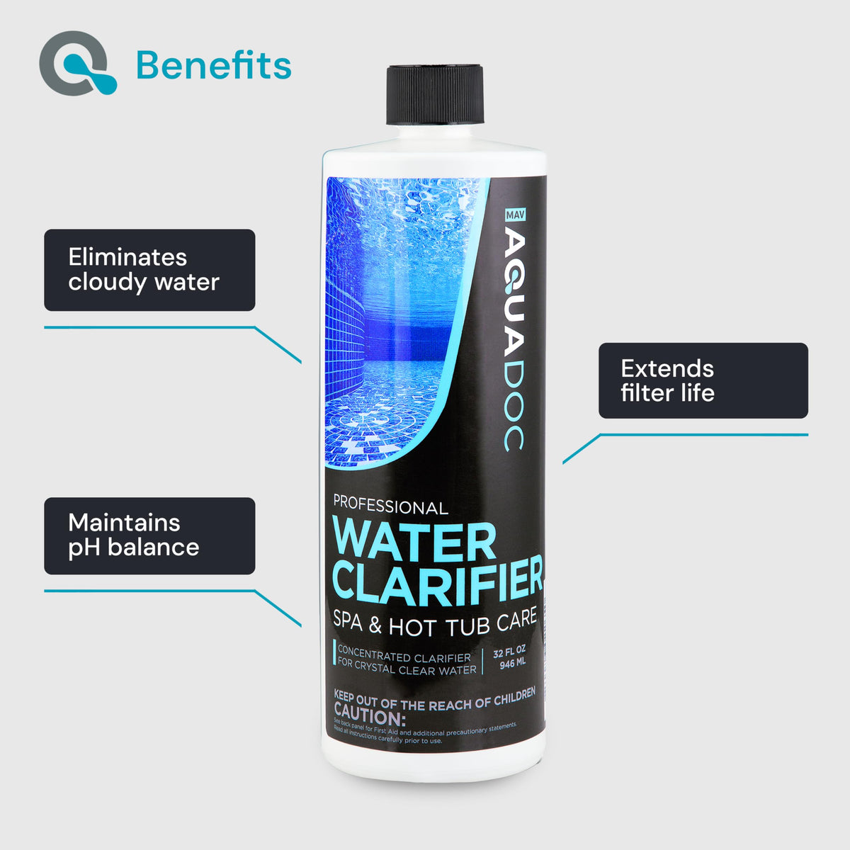 MAV AquaDoc spa water clarity before and after treatment in a tub.