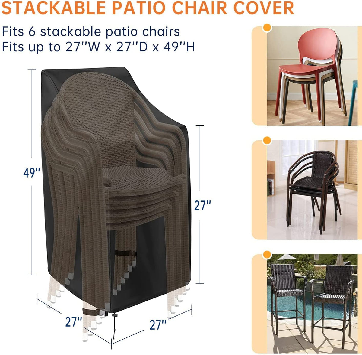 MAVINCHER stackable chair covers on stacked chairs protect against weather