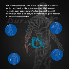 DuracutiX lightweight hook fits within the harness without interference