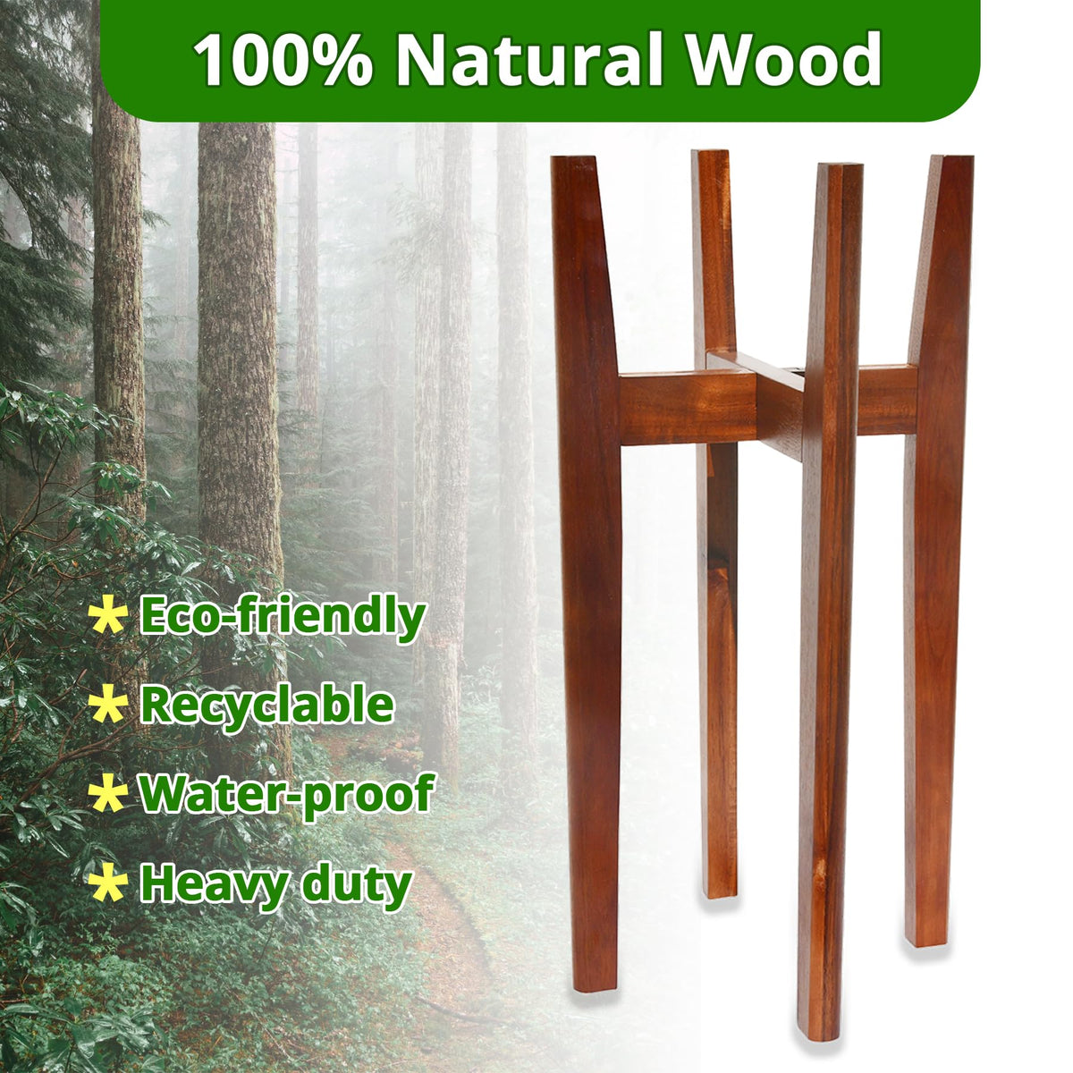 MAVOTER durable pine wood stand provides stable plant support.