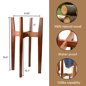 MAVOTER mid-century design plant stand complements modern decor while supporting lightweight pots.