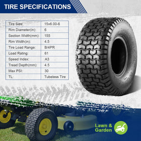 Two MaxAuto turf tires 11x4-5 pack ready for lawn mower installation