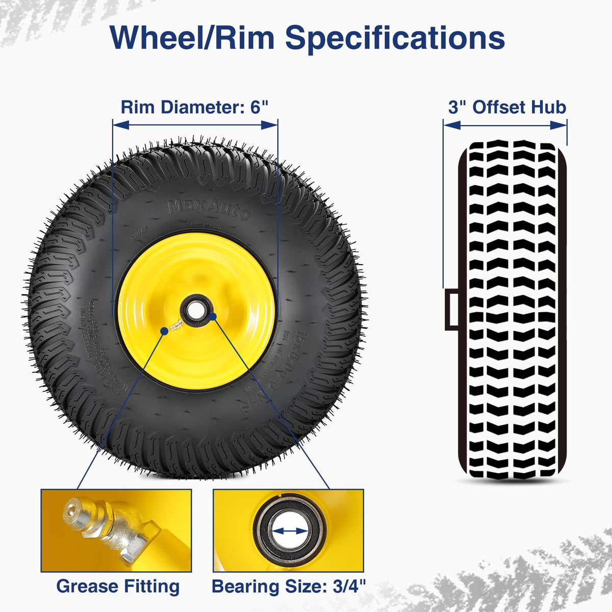 Offset 3-inch hub provides precise mounting and stable alignment
