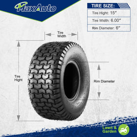 MaxAuto compatibility coverage shows fit across 15x6.00-6 variants.