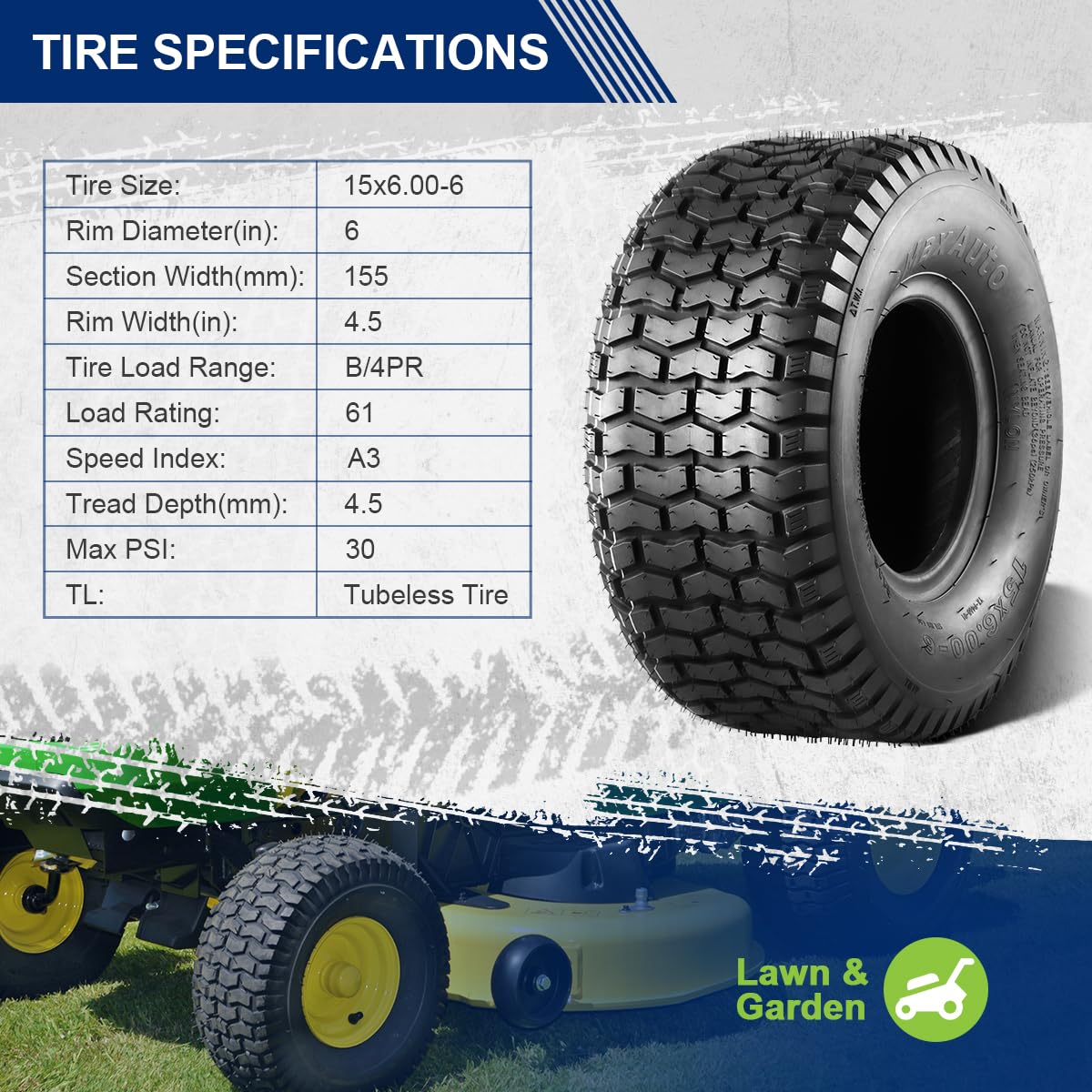 MaxAuto tubeless lawn tire pack-of-two demonstrates easy mounting and leak-free performance.