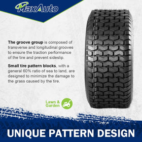 MaxAuto 16x6.50-8 tubeless tire profile for riding mowers.