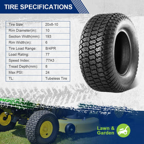 MaxAuto Turf Saver 20x8-10 lug traction emphasizes grip on uneven turf