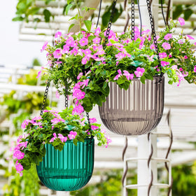Maxcheck hanging flower pots exterior showing durable PET and emerald color
