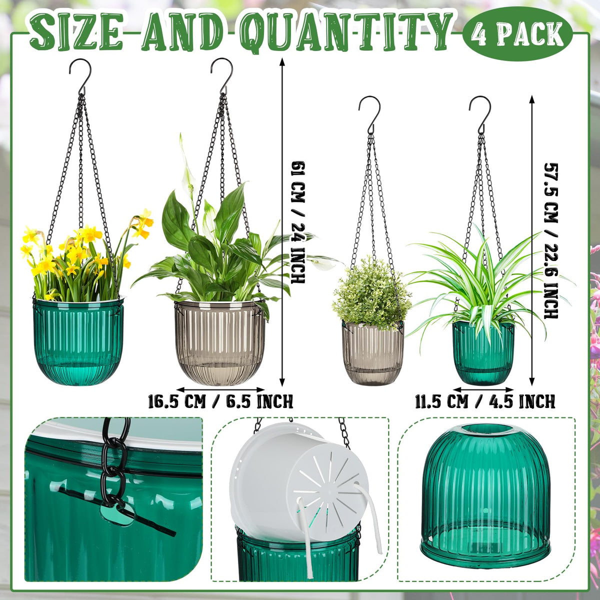Maxcheck self-watering hanging planter 4.5-inch suitable for small herbs