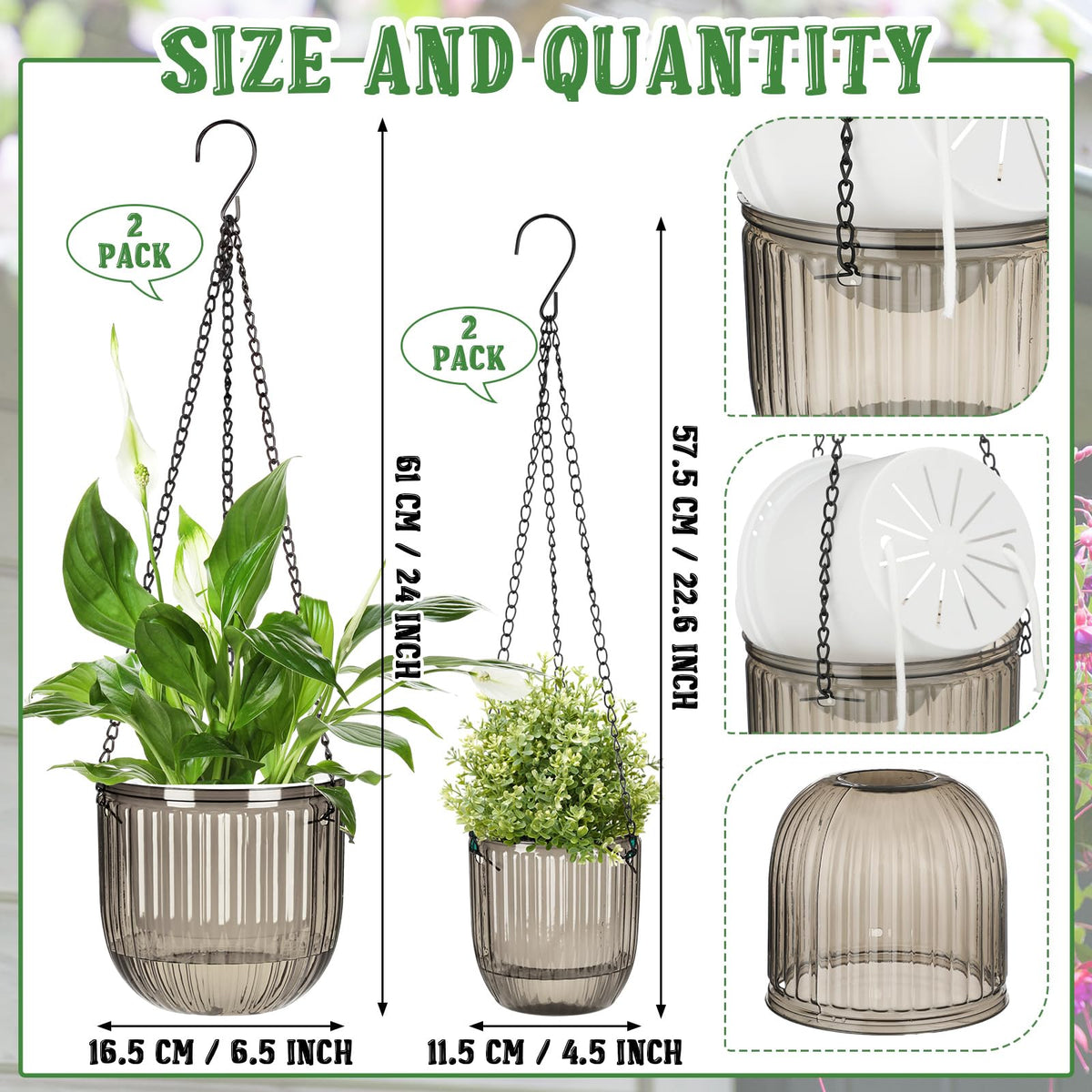 Maxcheck self-watering hanging planter 4.5-inch supports compact greenery with efficient watering