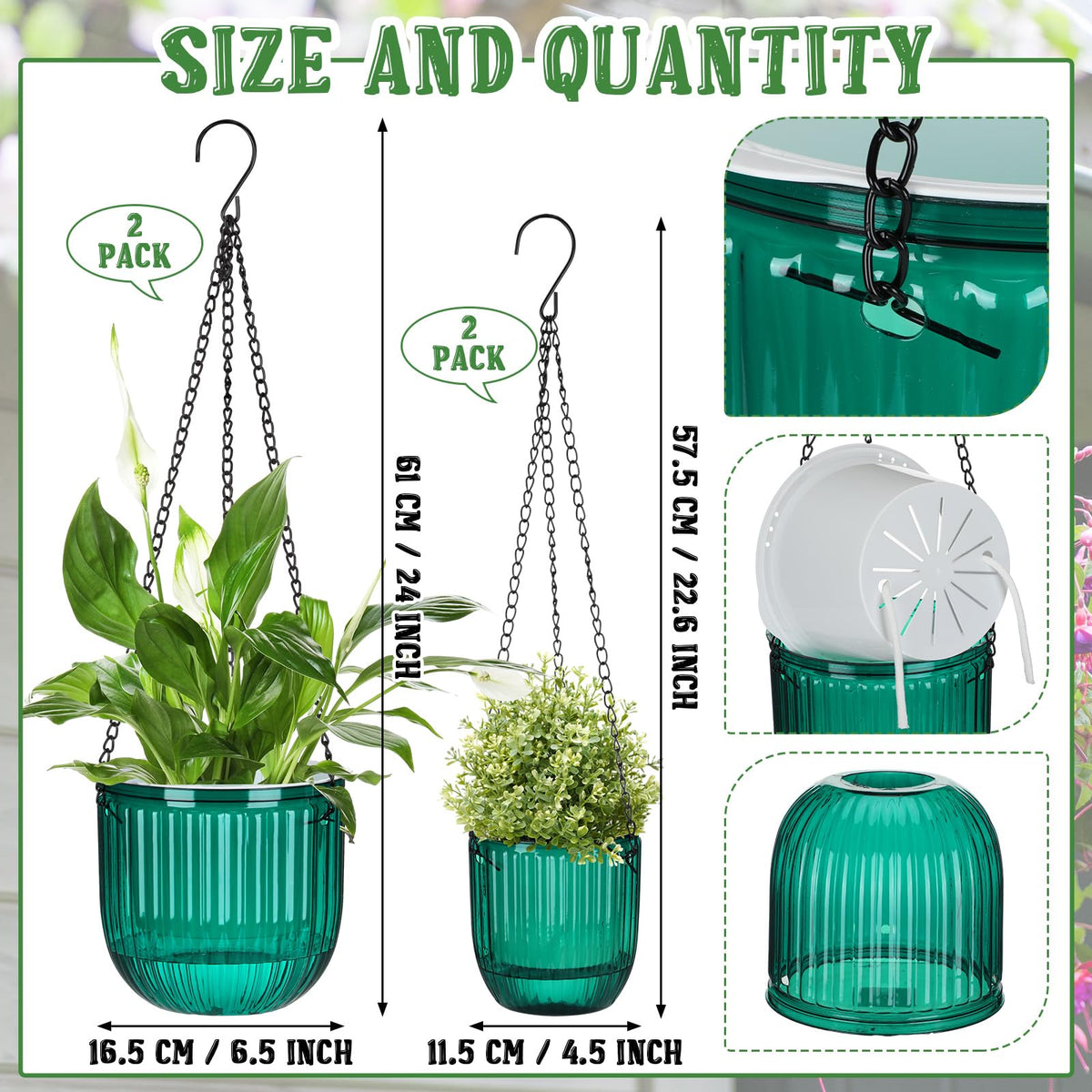 Maxcheck self-watering hanging planter 4.5-inch compact design for small spaces