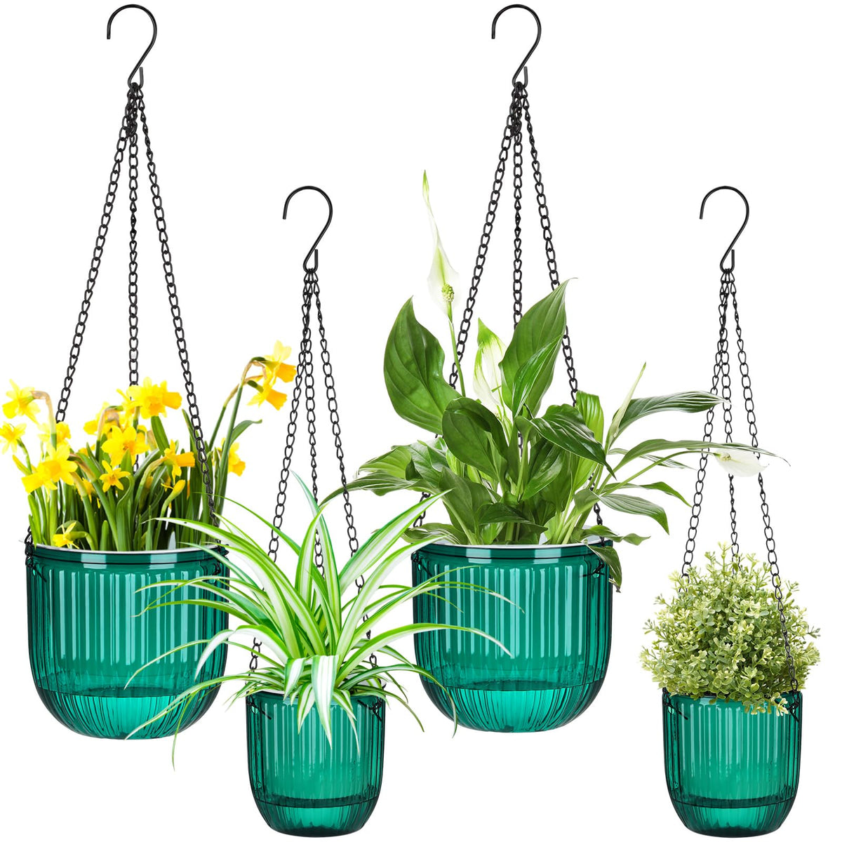 Maxcheck self-watering hanging planter 6.5-inch with visible water level for easy care