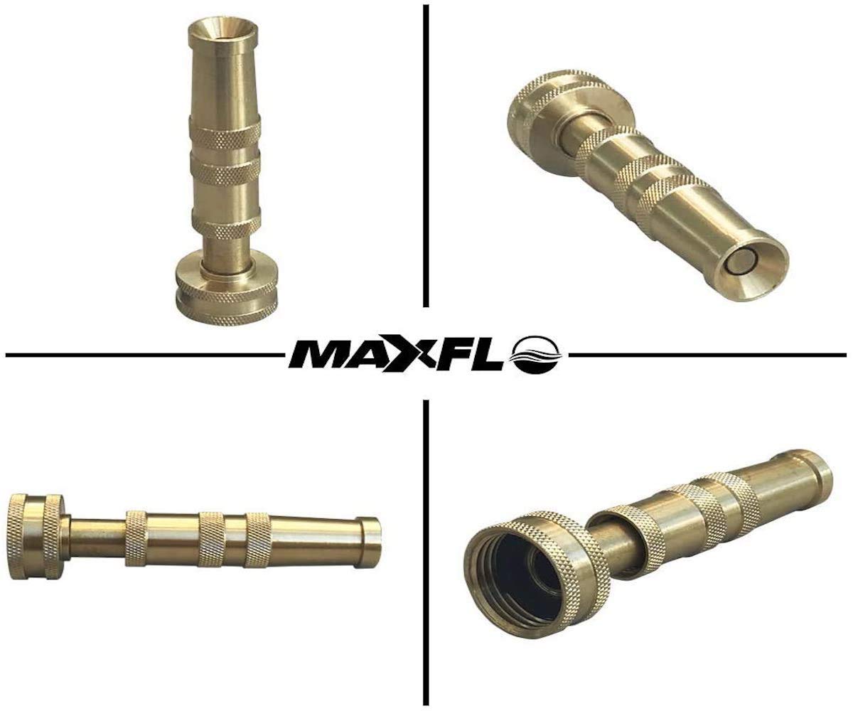MAXFLO brass nozzle twisting barrel demonstrates fan to cone sprays