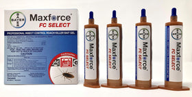 Maxforce FC Select gel tube close-up showing targeted roach bait for fast action.