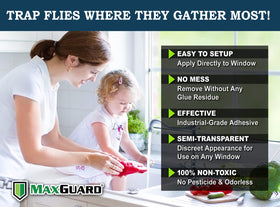 Close-up of MaxGuard glue strip showing ultra-sticky, non-toxic adhesive.