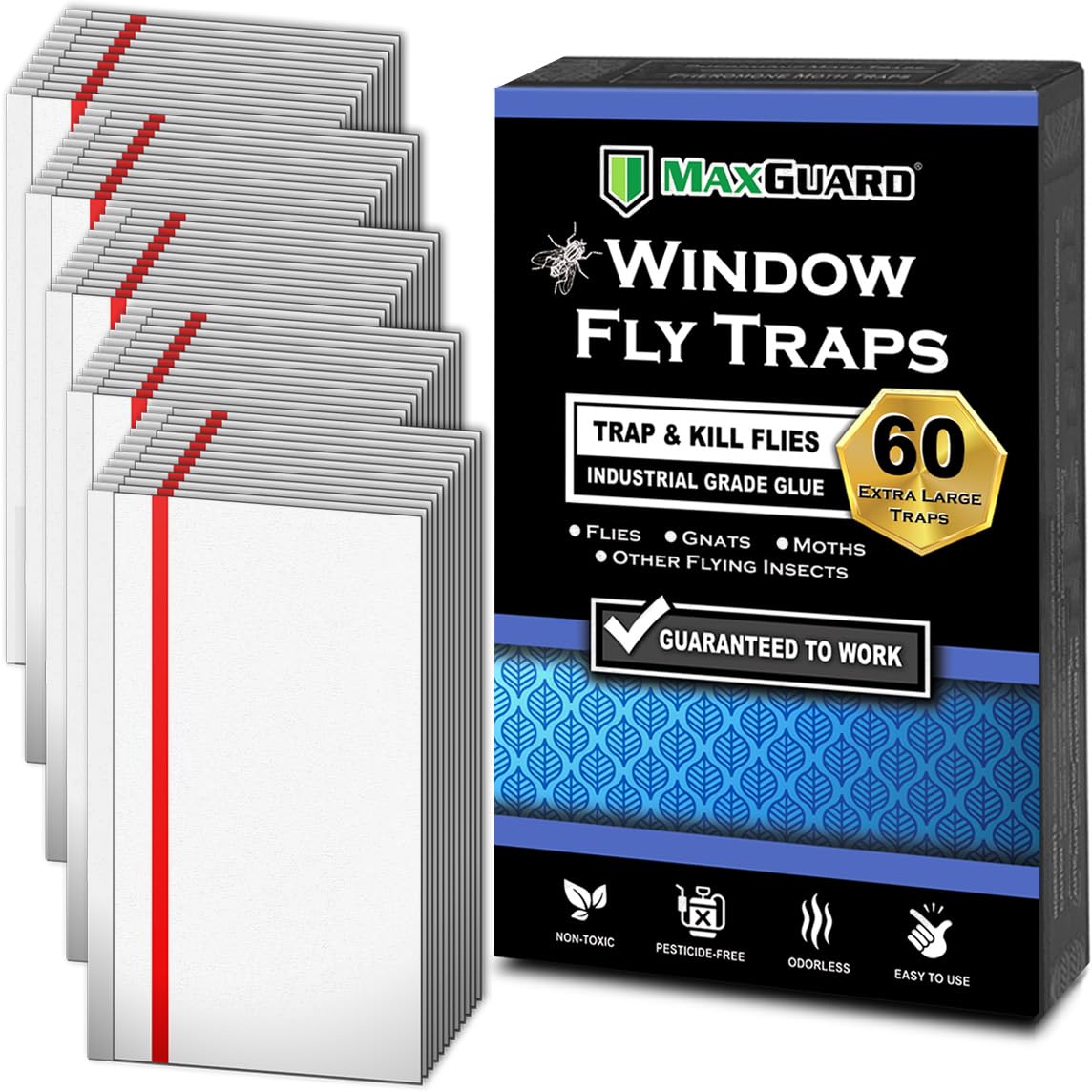 MaxGuard Window Fly Traps installed on a window to capture flying insects safely.
