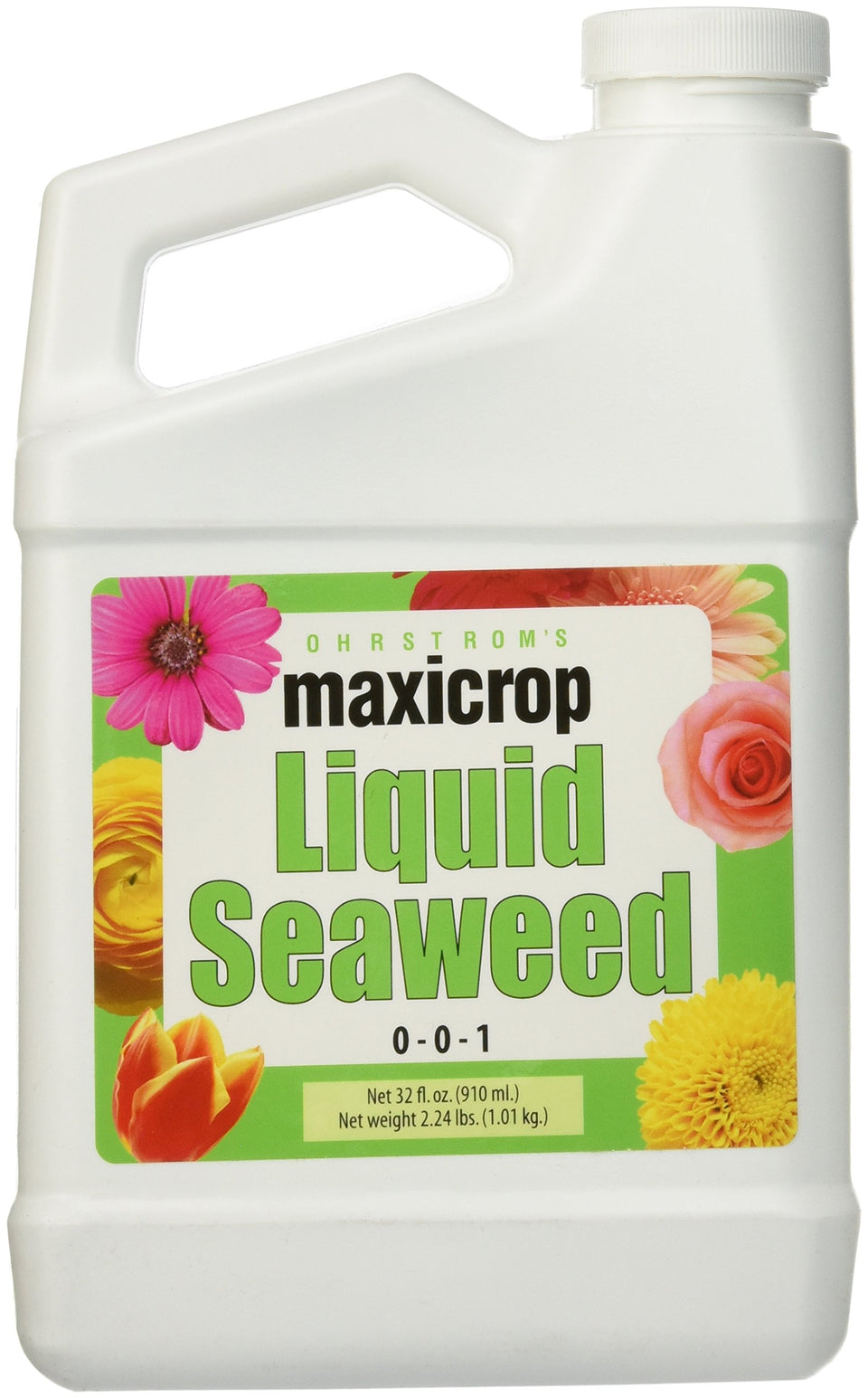 Maxicrop Liquid Seaweed bottle front shows pure kelp extract for plant growth