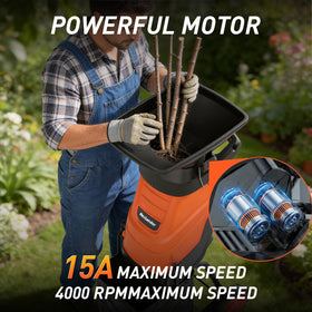 MAXLANDER 21-to-1 reduction ratio graphic for efficient mulch production
